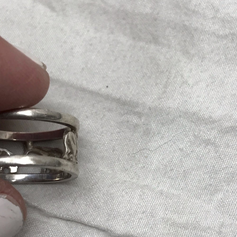 Vintage Sterling Silver Animal Ring Lion Rhino Hippo - Picture 7 of 15
